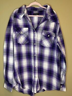 Pashartuk Purple Western Plaid Long Sleeve Medium